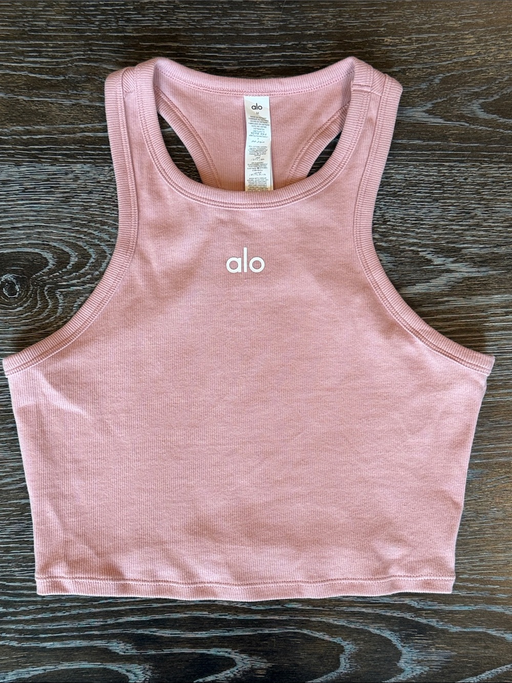NWT ALO Yoga Aspire Tank Womens M Crop Vintage Pink Stretchy Racerback